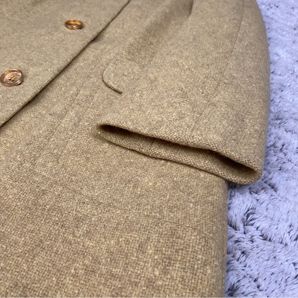 Vintage I.MAGININ peacoat long winter coat chartreuse yellow tweed - Picture 10 of 14